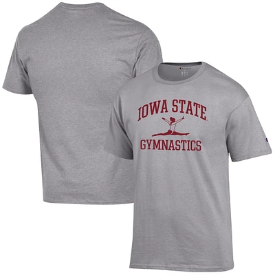 Men's Champion Gray Iowa State Cyclones Gymnastics Icon T-Shirt
