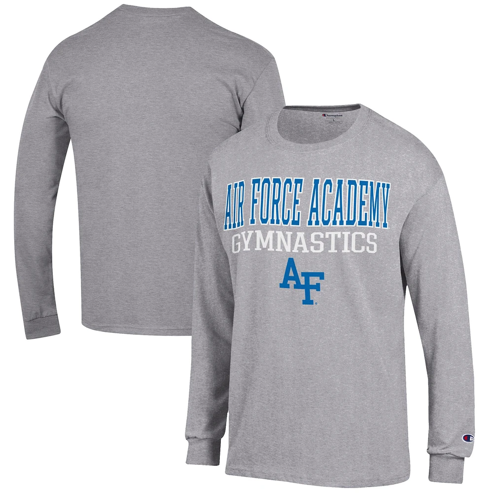 Men's Champion Gray Air Force Falcons Gymnastics Stack Long Sleeve T-Shirt