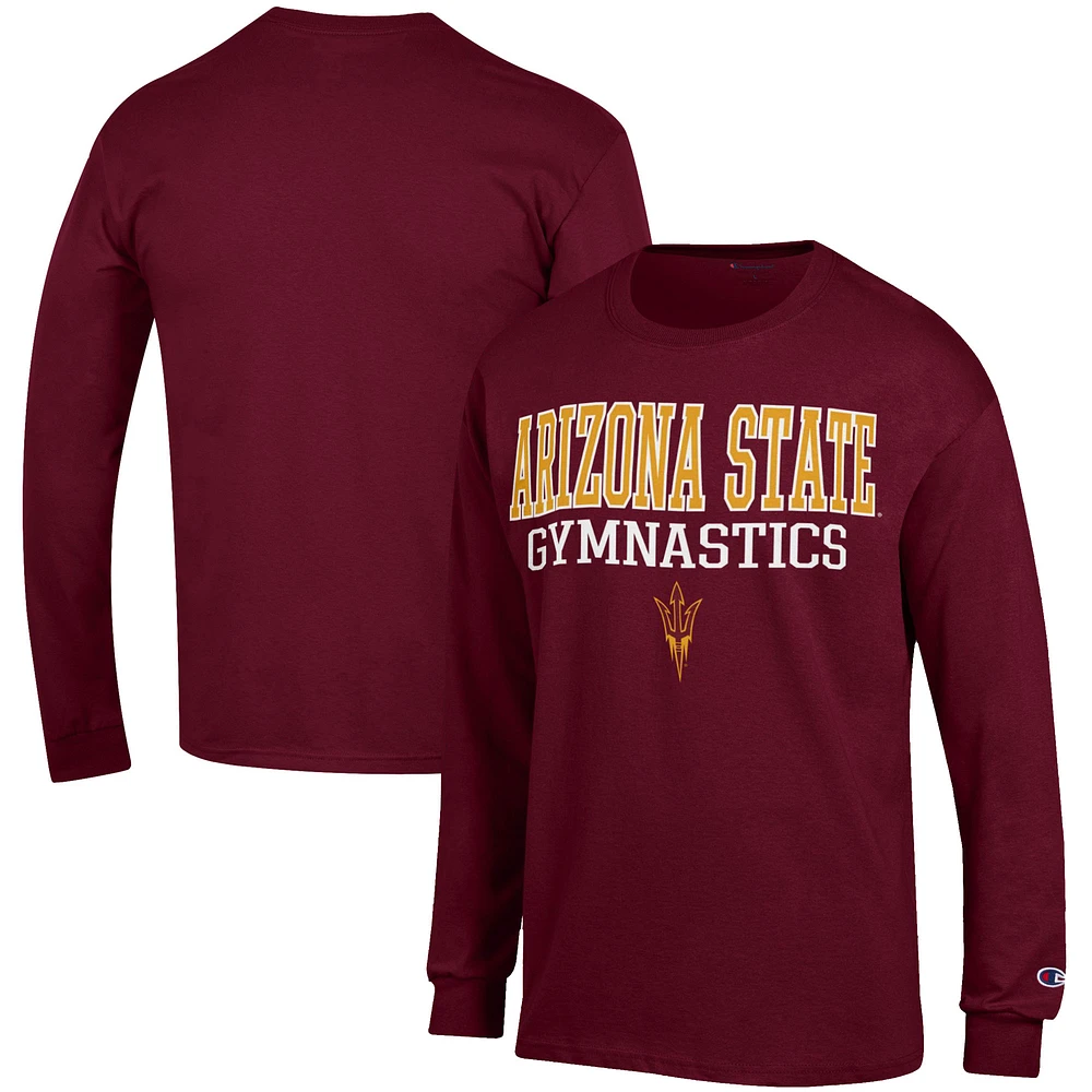 Men's Champion Maroon Arizona State Sun Devils Gymnastics Stack Long Sleeve T-Shirt