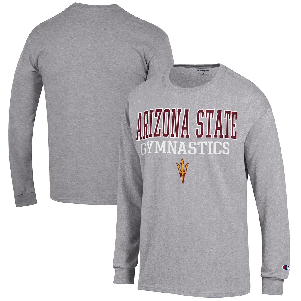Men's Champion Gray Arizona State Sun Devils Gymnastics Stack Long Sleeve T-Shirt