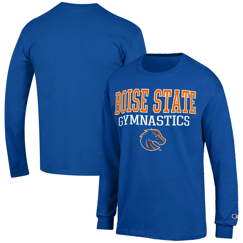 Men's Champion Royal Boise State Broncos Gymnastics Stack Long Sleeve T-Shirt