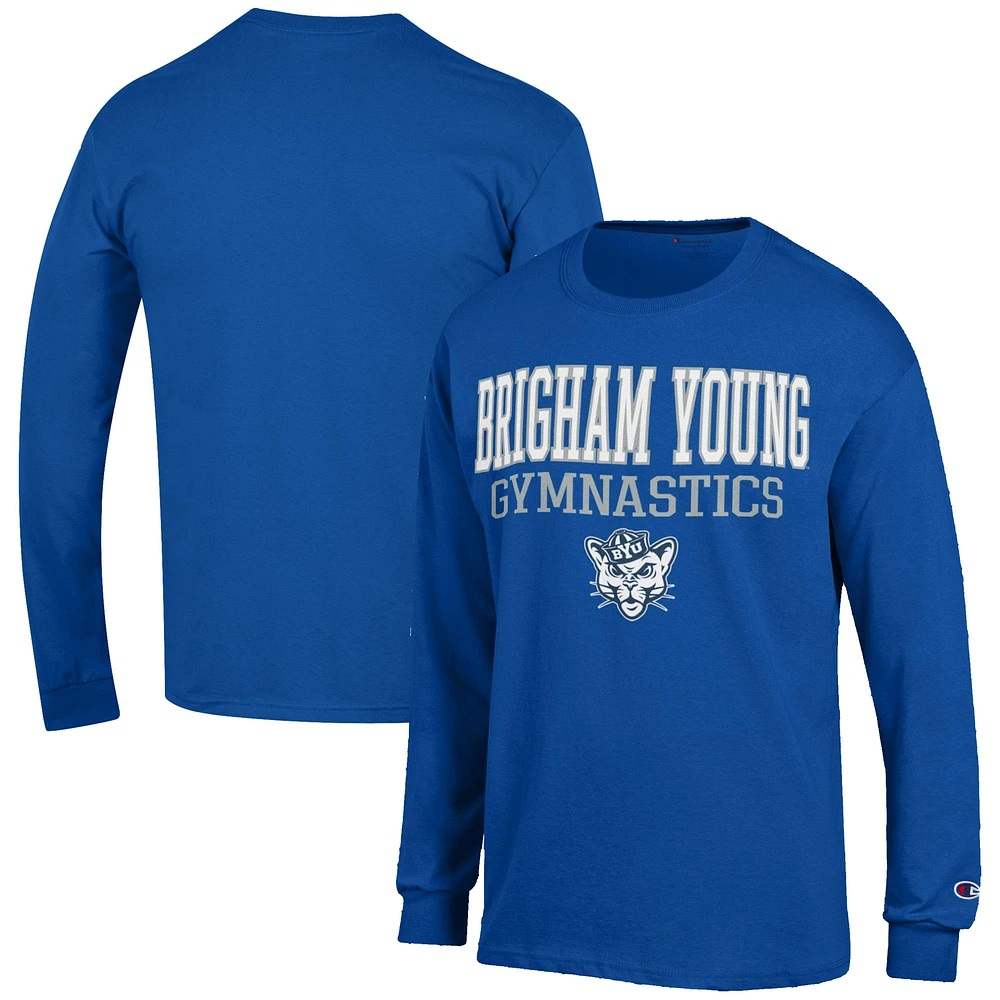 Men's Champion Royal BYU Cougars Gymnastics Stack Long Sleeve T-Shirt