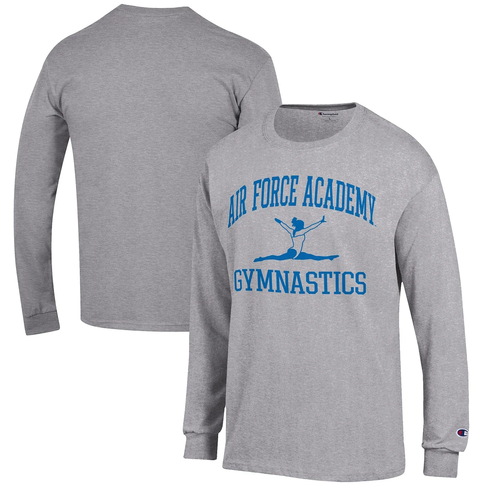 Men's Champion Gray Air Force Falcons Gymnastics Icon Long Sleeve T-Shirt