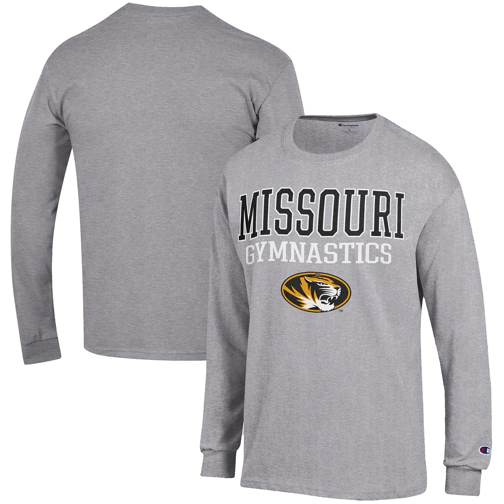 Men's Champion Gray Missouri Tigers Gymnastics Stack Long Sleeve T-Shirt