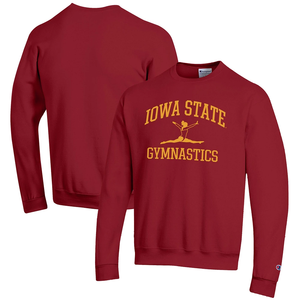Men's Champion Cardinal Iowa State Cyclones Gymnastics Icon Powerblend Pullover Sweatshirt