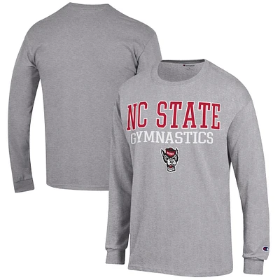 Men's Champion Gray NC State Wolfpack Gymnastics Stack Long Sleeve T-Shirt