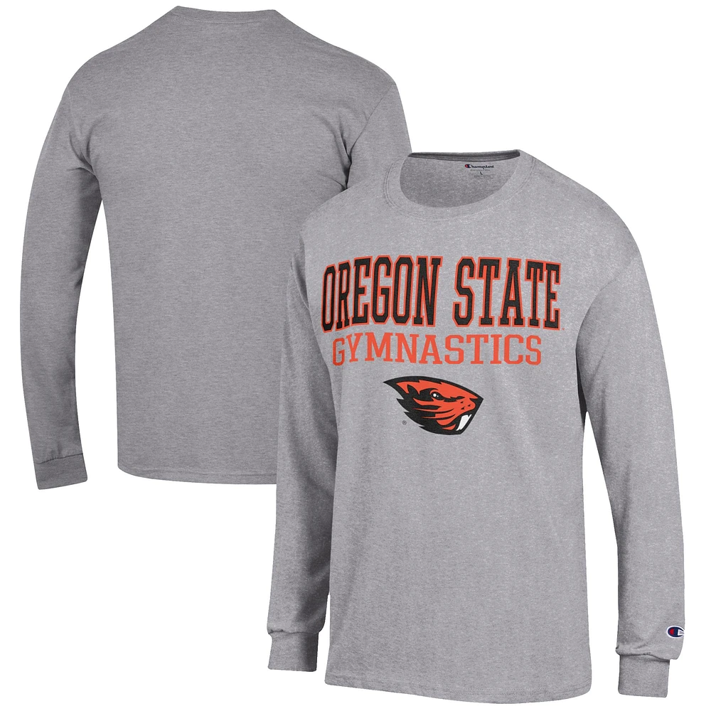 Men's Champion Gray Oregon State Beavers Gymnastics Stack Long Sleeve T-Shirt