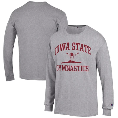 Men's Champion Gray Iowa State Cyclones Gymnastics Icon Long Sleeve T-Shirt