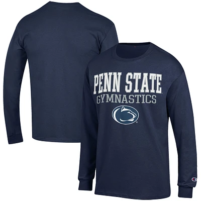 Men's Champion Navy Penn State Nittany Lions Gymnastics Stack Long Sleeve T-Shirt