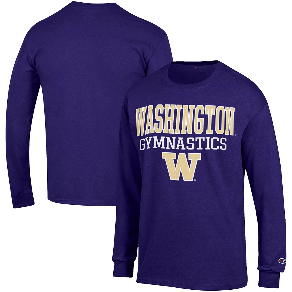 Men's Champion Washington Huskies Gymnastics Stack Long Sleeve T-Shirt