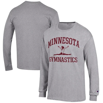 Men's Champion Gray Minnesota Golden Gophers Gymnastics Icon Long Sleeve T-Shirt