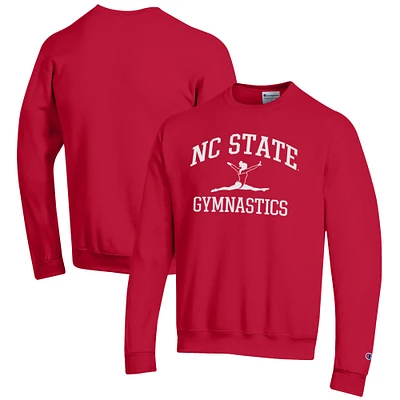 Men's Champion Red NC State Wolfpack Gymnastics Icon Powerblend Pullover Sweatshirt