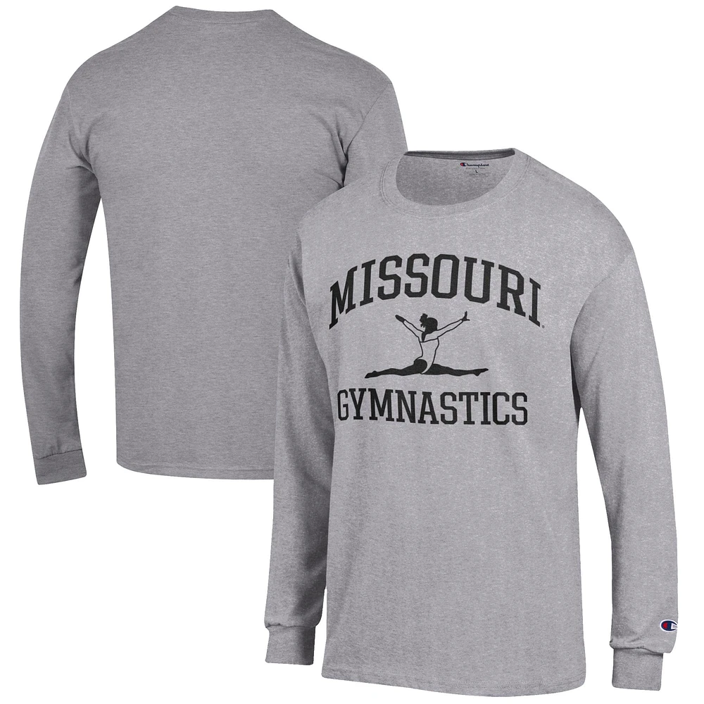 Men's Champion Gray Missouri Tigers Gymnastics Icon Long Sleeve T-Shirt