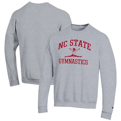 Men's Champion Gray NC State Wolfpack Gymnastics Icon Powerblend Pullover Sweatshirt