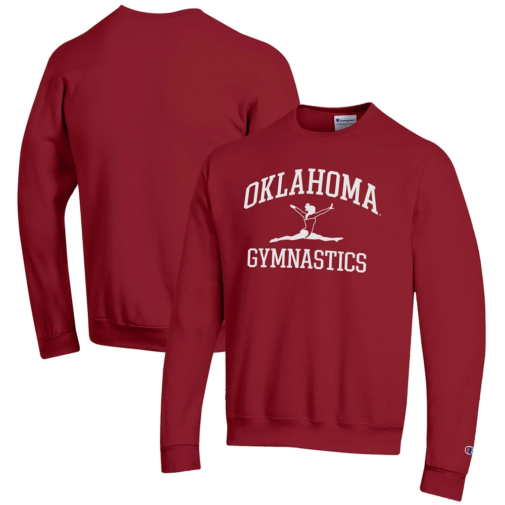 Men's Champion Crimson Oklahoma Sooners Gymnastics Icon Powerblend Pullover Sweatshirt