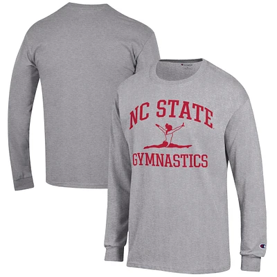 Men's Champion Gray NC State Wolfpack Gymnastics Icon Long Sleeve T-Shirt