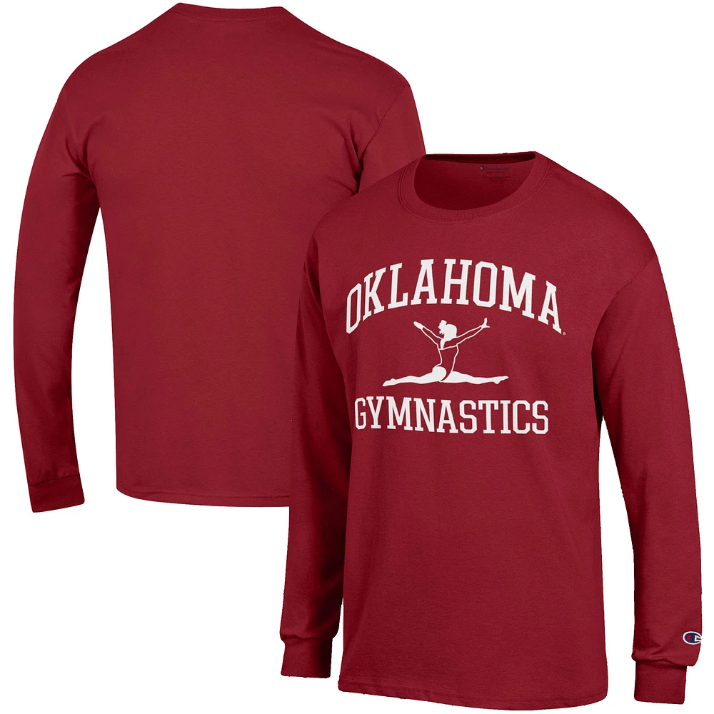 Men's Champion Crimson Oklahoma Sooners Gymnastics Icon Long Sleeve T-Shirt