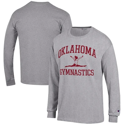 Men's Champion Gray Oklahoma Sooners Gymnastics Icon Long Sleeve T-Shirt