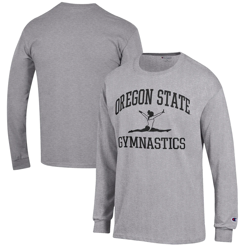 Men's Champion Gray Oregon State Beavers Gymnastics Icon Long Sleeve T-Shirt
