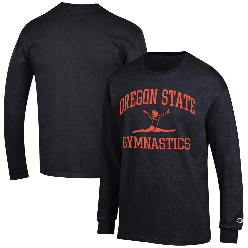 Men's Champion Black Oregon State Beavers Gymnastics Icon Long Sleeve T-Shirt