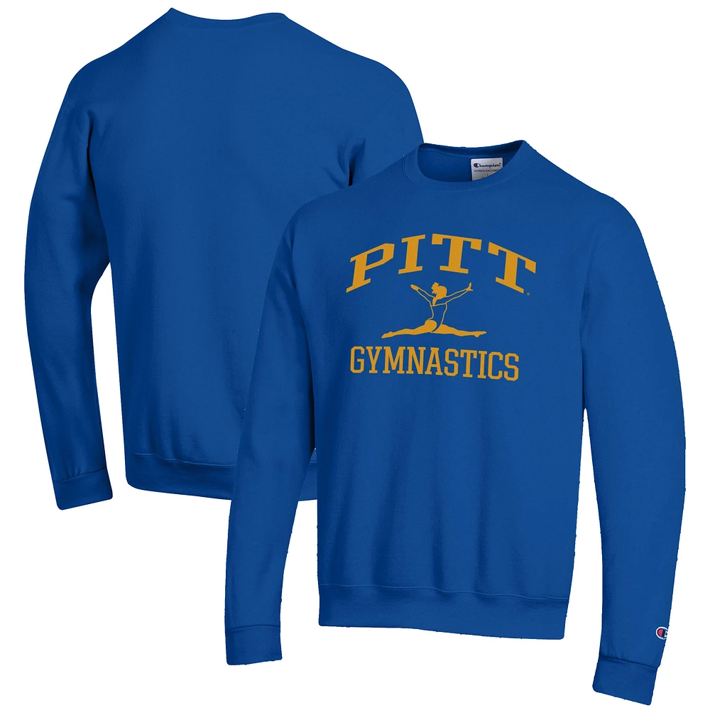 Men's Champion Royal Pitt Panthers Gymnastics Icon Powerblend Pullover Sweatshirt
