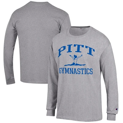 Men's Champion  Gray Pitt Panthers Gymnastics Icon Long Sleeve T-Shirt
