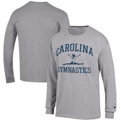 Men's Champion Gray North Carolina Tar Heels Gymnastics Icon Long Sleeve T-Shirt