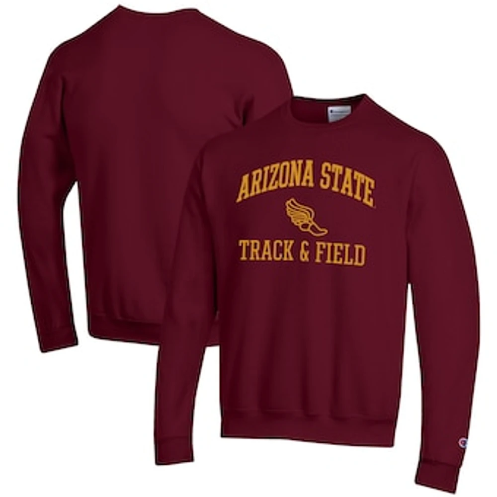 Men's Champion Maroon Arizona State Sun Devils Track & Field Icon Powerblend Pullover Sweatshirt