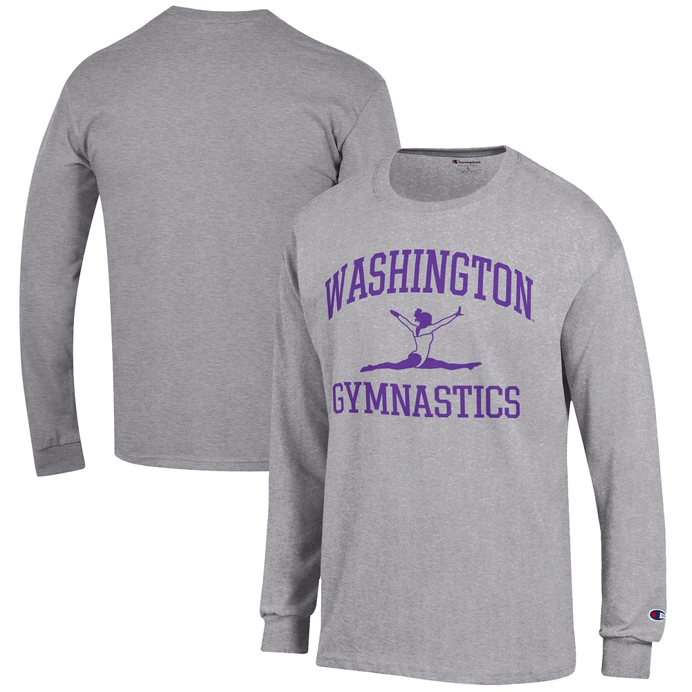 Men's Champion Gray Washington Huskies Gymnastics Icon Long Sleeve T-Shirt