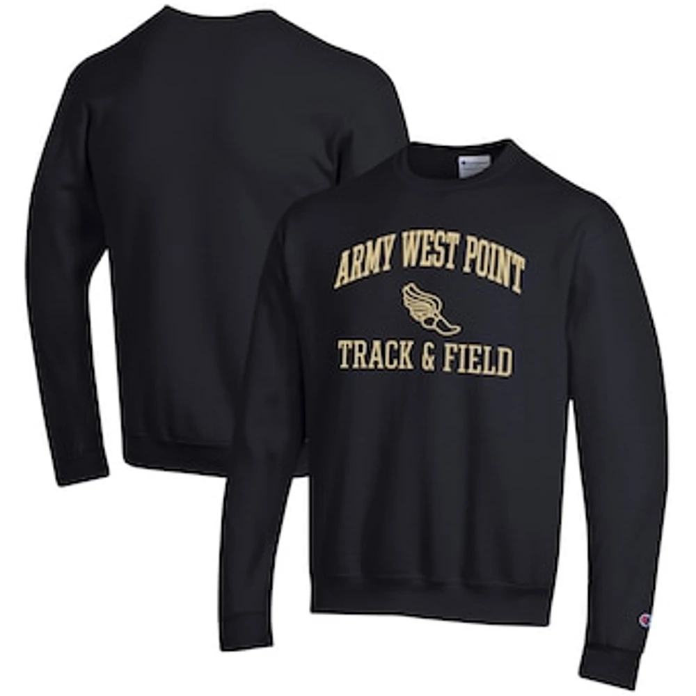 Men's Champion Black Army Knights Track & Field Icon Powerblend Pullover Sweatshirt