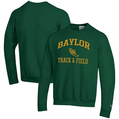 Men's Champion Green Baylor Bears Track & Field Icon Powerblend Pullover Sweatshirt