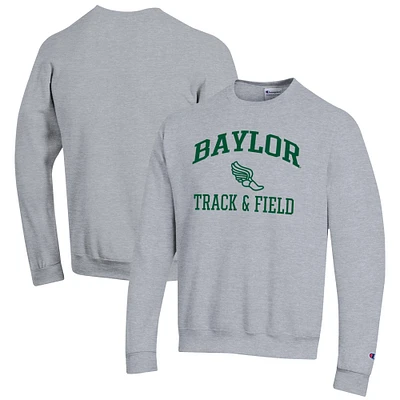 Men's Champion Gray Baylor Bears Track & Field Icon Powerblend Pullover Sweatshirt
