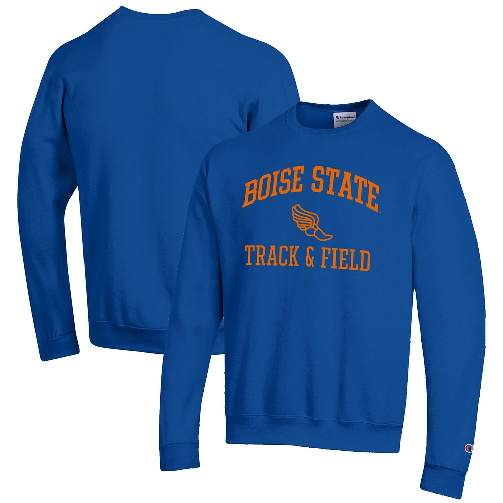 Men's Champion Royal Boise State Broncos Track & Field Icon Powerblend Pullover Sweatshirt