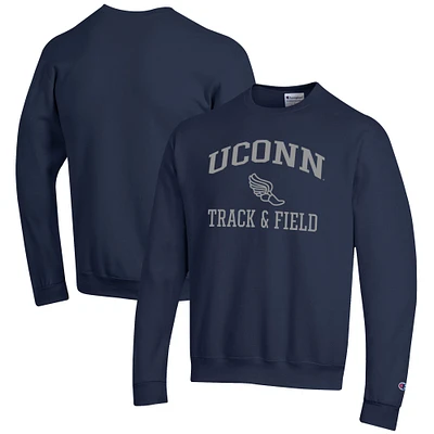 Men's Champion Navy UConn Huskies Track & Field Icon Powerblend Pullover Sweatshirt