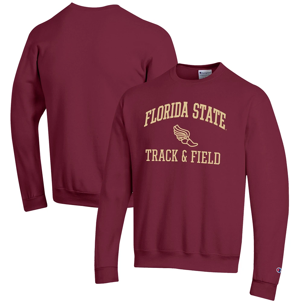 Men's Champion Garnet Florida State Seminoles Track & Field Icon Powerblend Pullover Sweatshirt