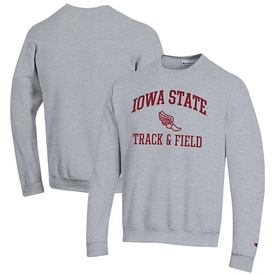 Men's Champion Gray Iowa State Cyclones Track & Field Icon Powerblend Pullover Sweatshirt