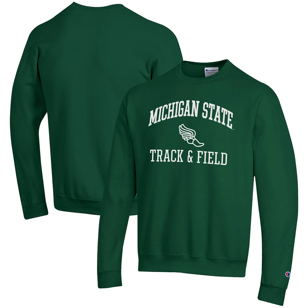 Men's Champion Michigan State Spartans Track & Field Icon Powerblend Pullover Sweatshirt