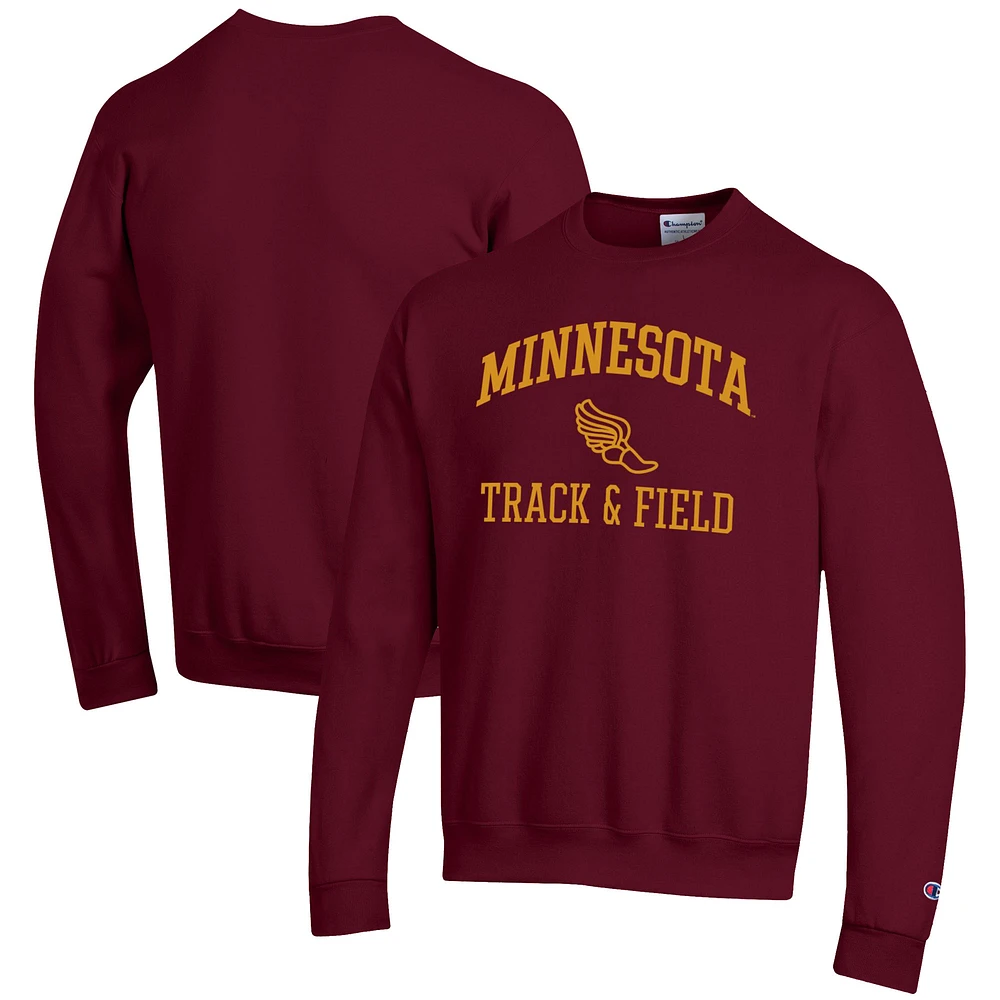 Men's Champion Maroon Minnesota Golden Gophers Track & Field Icon Powerblend Pullover Sweatshirt