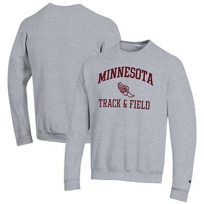 Men's Champion Gray Minnesota Golden Gophers Track & Field Icon Powerblend Pullover Sweatshirt