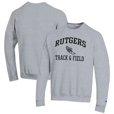 Men's Champion Gray Rutgers Scarlet Knights Track & Field Icon Powerblend Pullover Sweatshirt