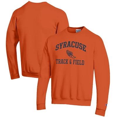 Men's Champion Orange Syracuse Track & Field Icon Powerblend Pullover Sweatshirt