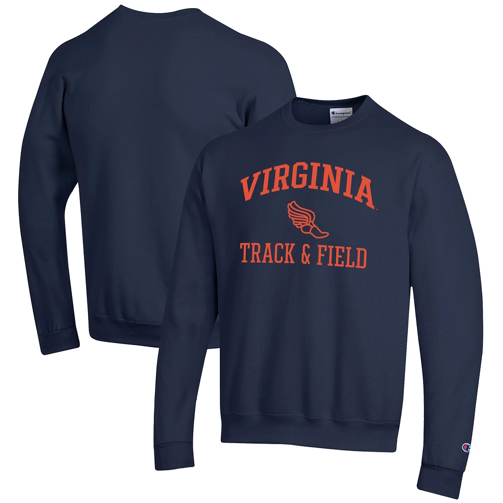 Men's Champion Navy Virginia Cavaliers Track & Field Icon Powerblend Pullover Sweatshirt