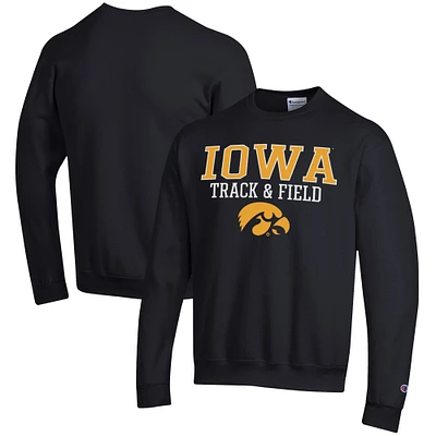 Men's Champion Iowa Hawkeyes Track & Field Stack Powerblend Pullover Sweatshirt