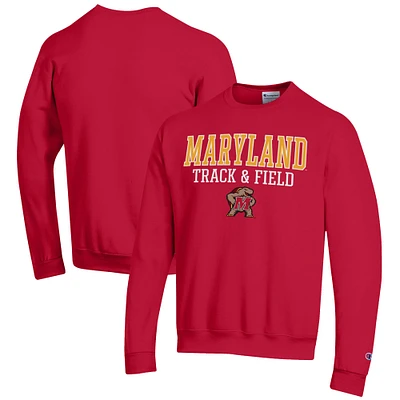 Men's Champion Maryland Terrapins Track & Field Stack Powerblend Pullover Sweatshirt