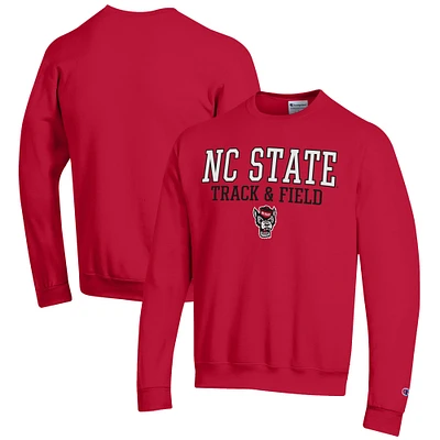 Men's Champion NC State Wolfpack Track & Field Stack Powerblend Pullover Sweatshirt