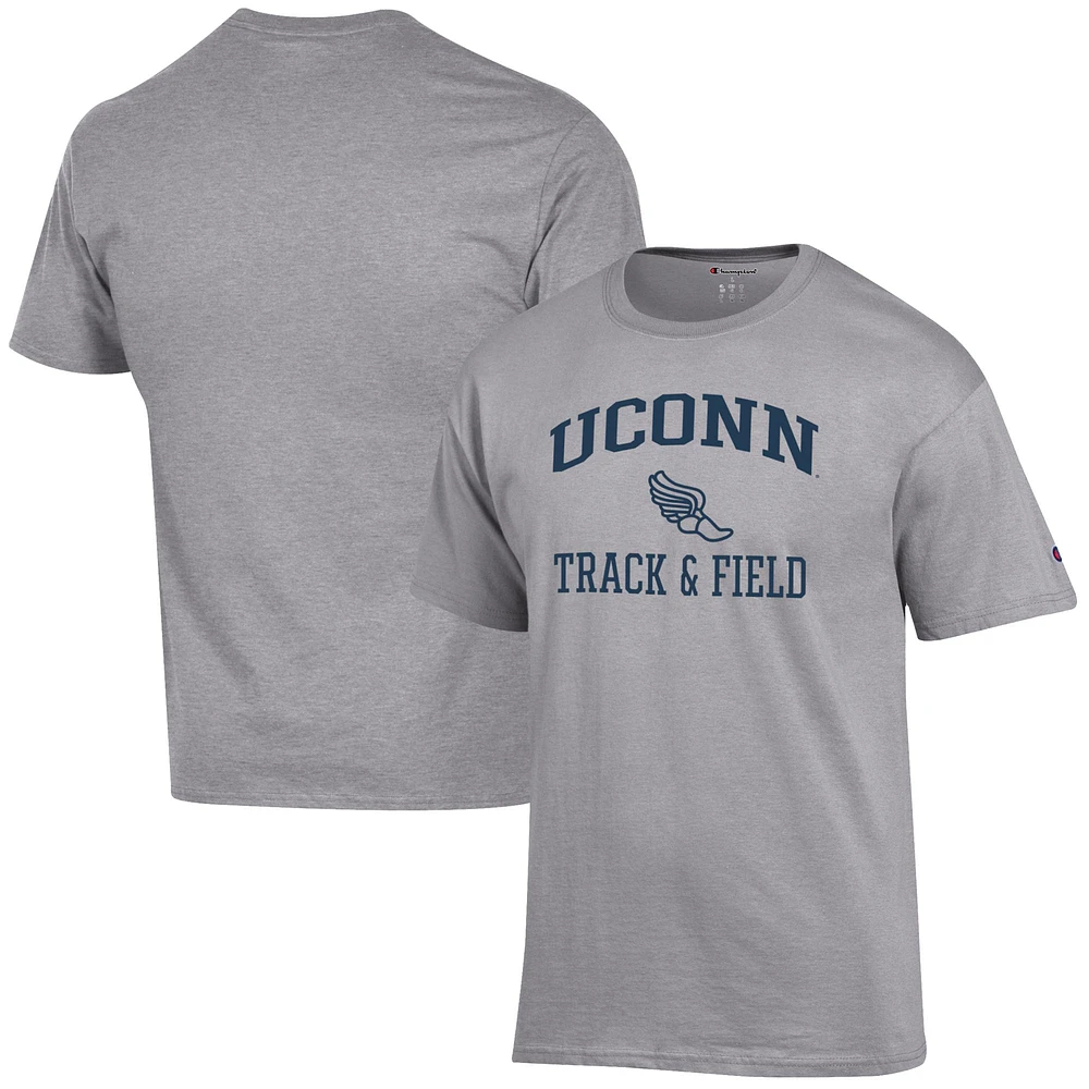 Men's Champion Gray UConn Huskies Track & Field Icon T-Shirt