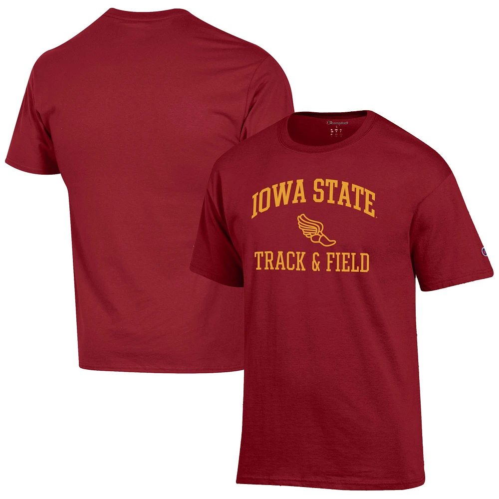 Men's Champion Cardinal Iowa State Cyclones Track & Field Icon T-Shirt