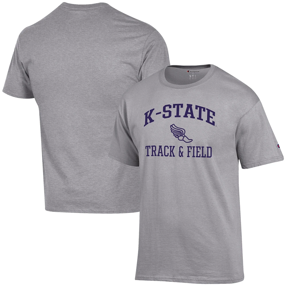Men's Champion Gray Kansas State Wildcats Track & Field Icon T-Shirt