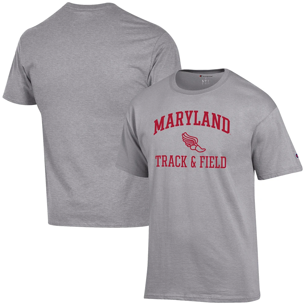 Men's Champion Gray Maryland Terrapins Track & Field Icon T-Shirt