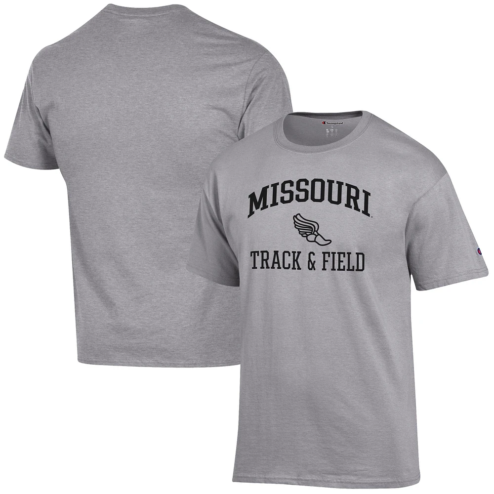 Men's Champion Gray Missouri Tigers Track & Field Icon T-Shirt